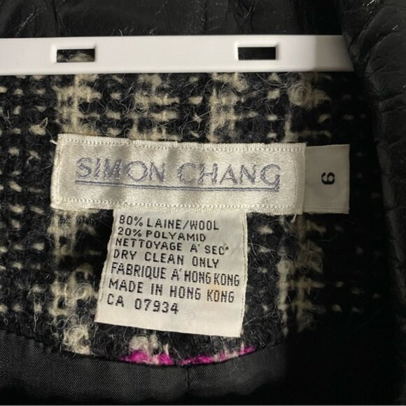 Simon Chang Women's Vintage Tweed Classic Notched Lapel Single Breasted Blazer - Picture 6 of 8